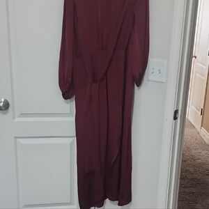 Chic Long Sleeve Maroon Dress